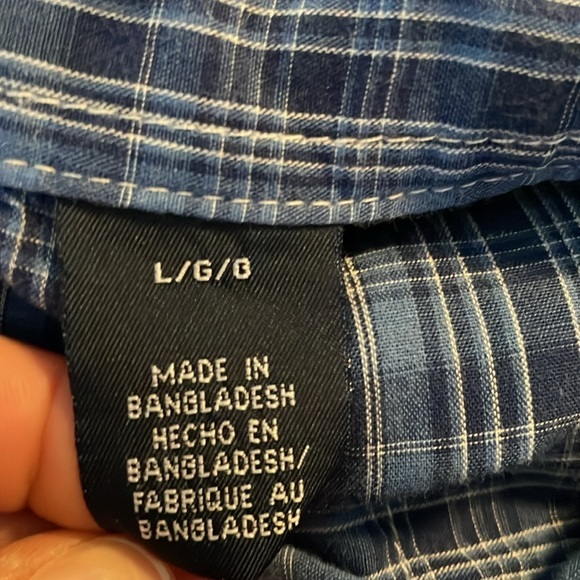 Vintage Wrangler Blue Plaid Pearl Snaps Long Sleeve Lightweight Size Large - Picture 7 of 9